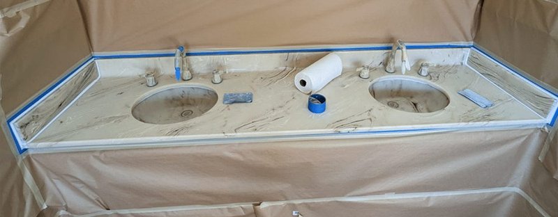Vanity countertop before reglazing