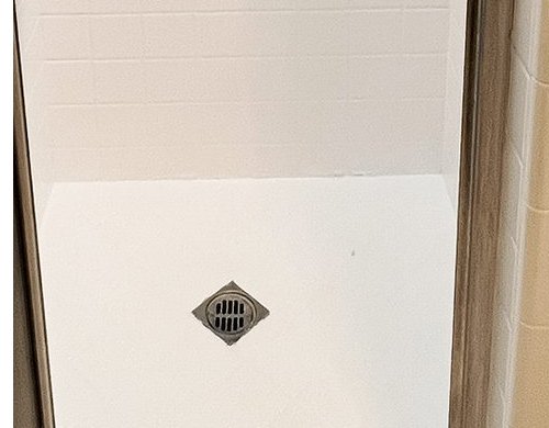 Shower pan after reglazing