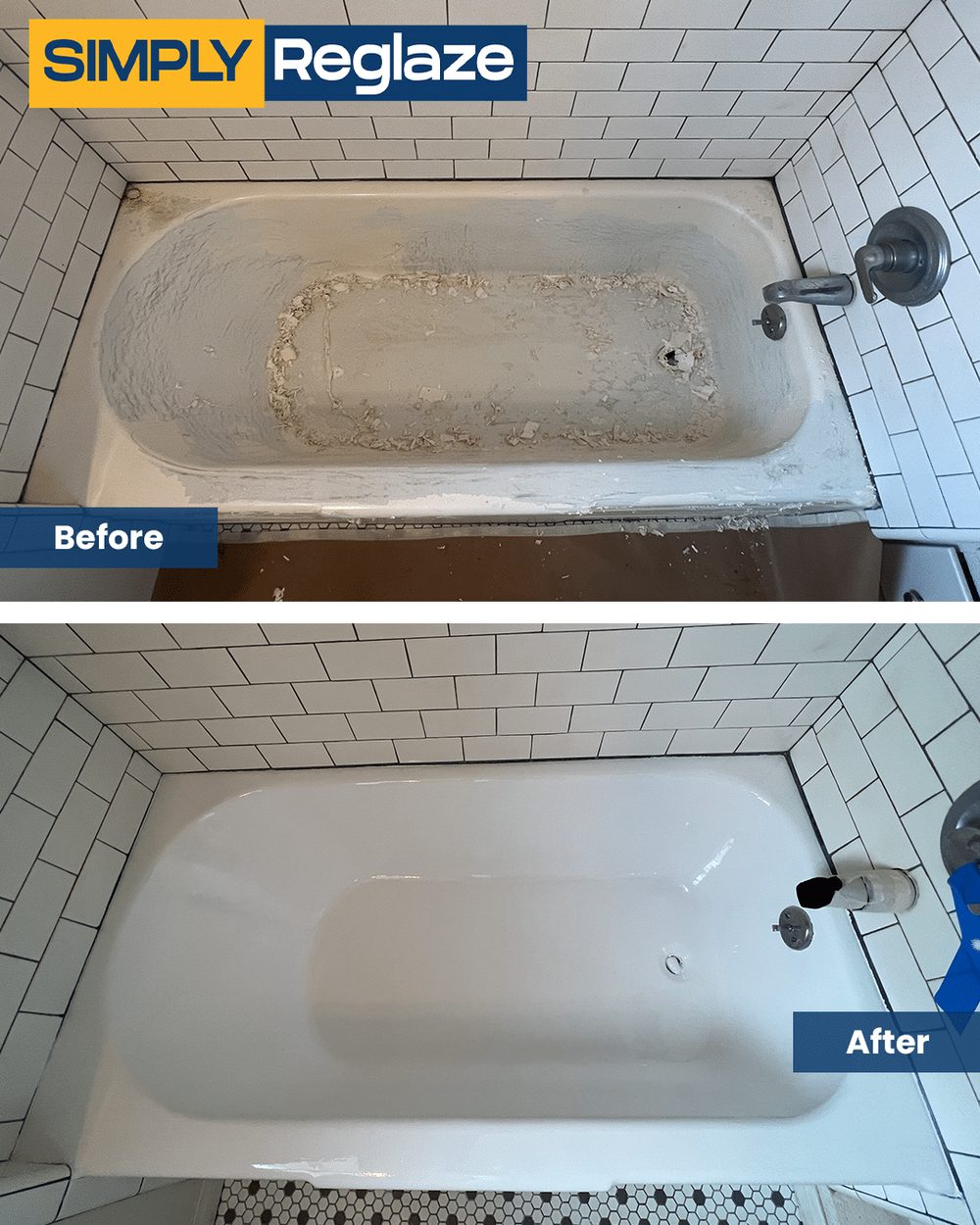 Bathtub reglazing before and after