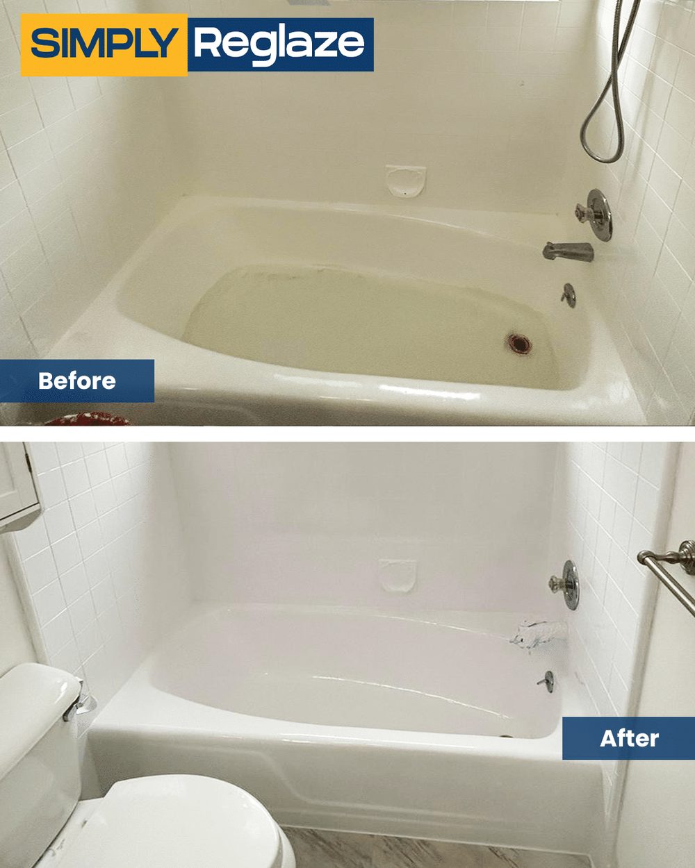 Bathtub reglazing before and after