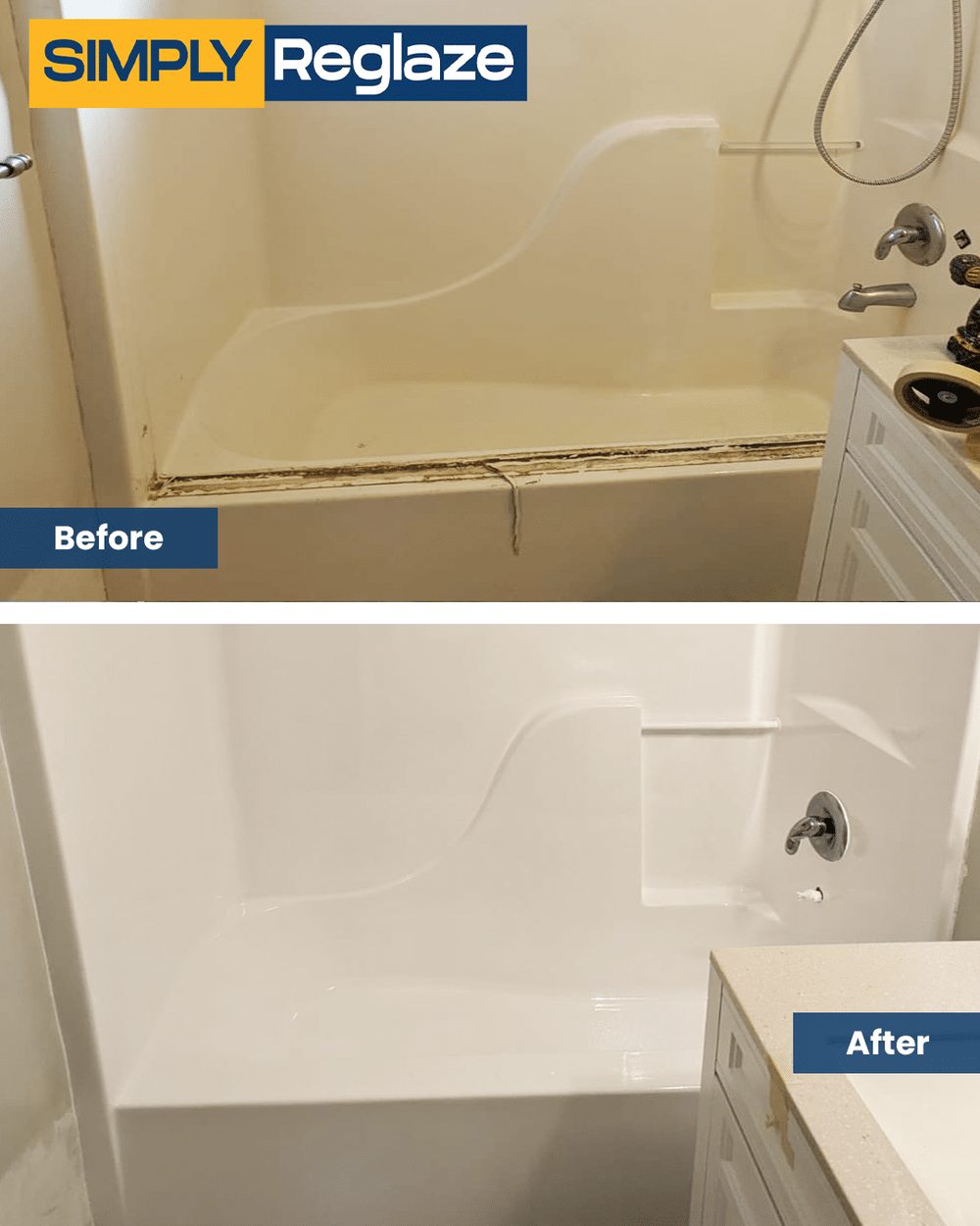 Bathtub & Walls reglazing before and after by Simply Reglaze (photo 16 of 21)