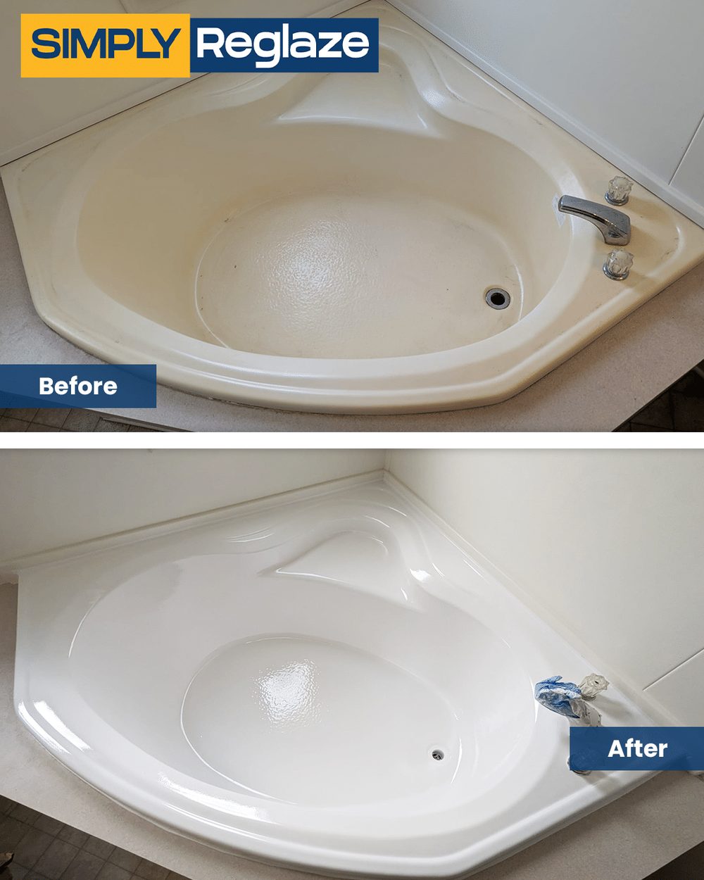 Jacuzzi, whirlpool & jetted tubs before and after refinishing