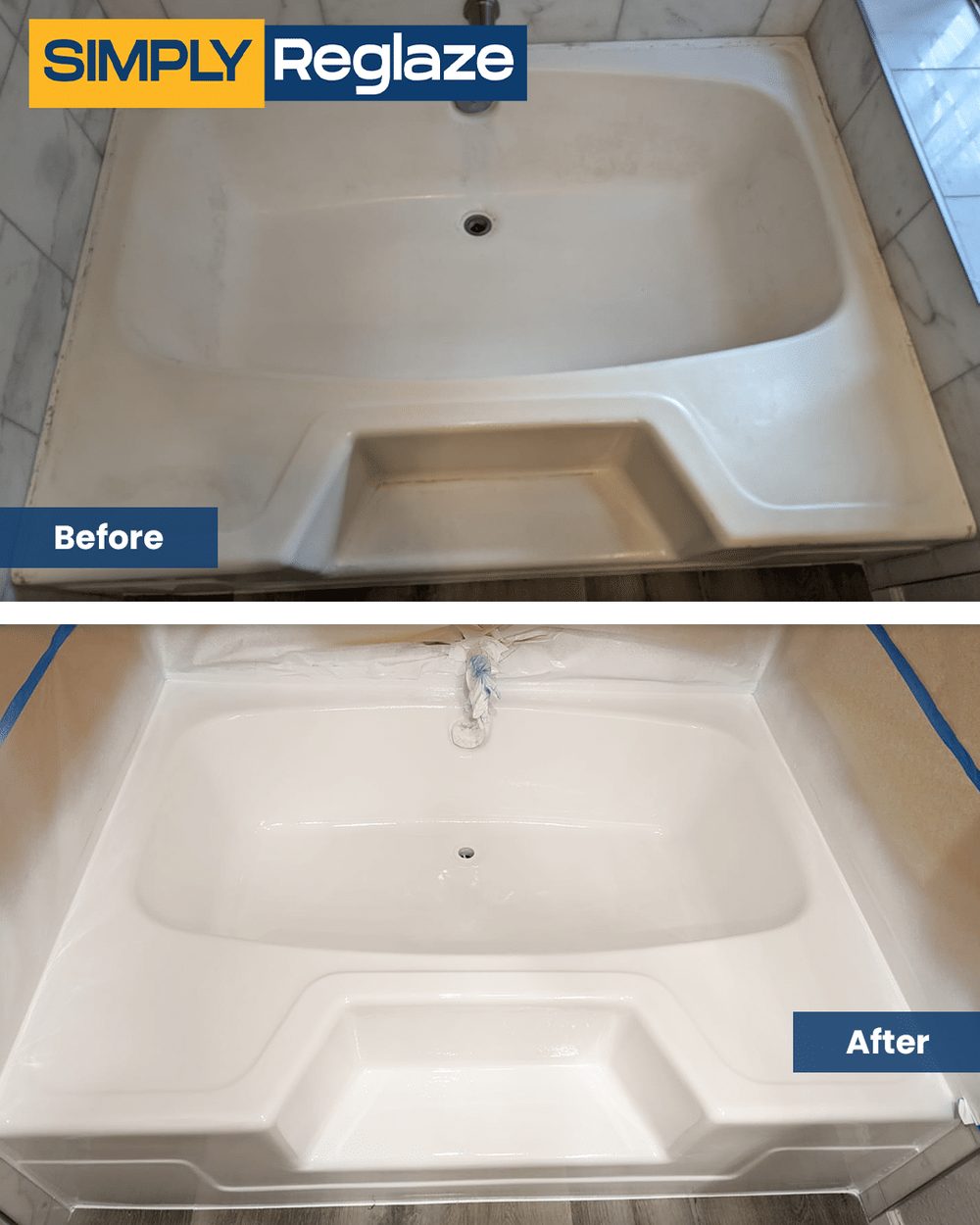 Jacuzzi Tub reglazing before and after by Simply Reglaze (photo 2 of 4)