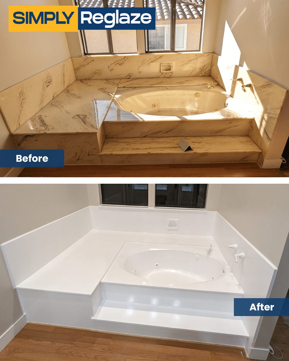 Jacuzzi Tub reglazing before and after by Simply Reglaze (photo 3 of 4)