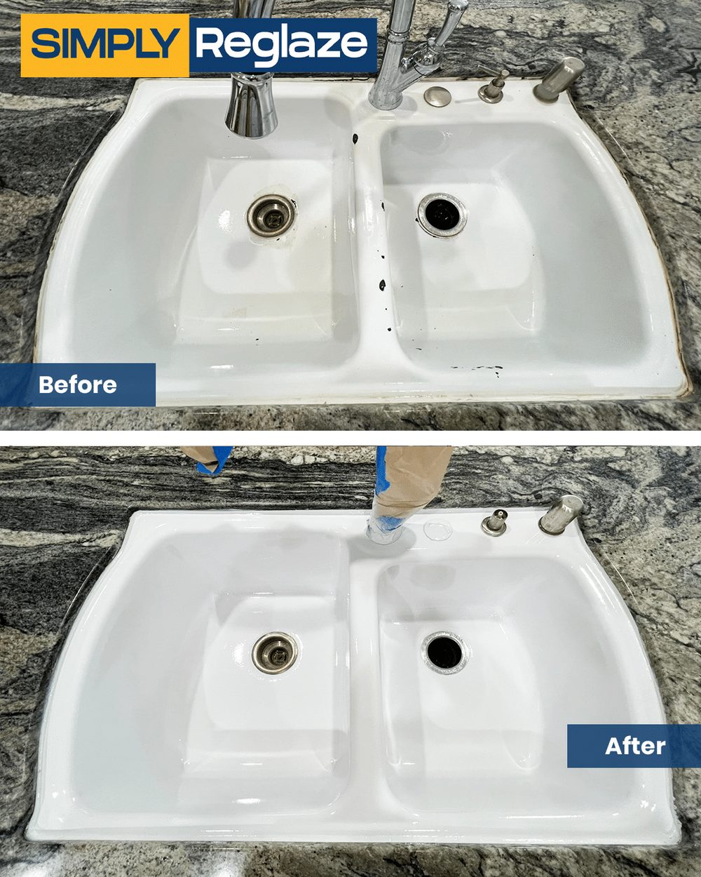porcelain sink refinishing before and after