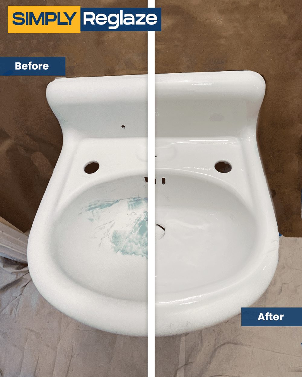 porcelain sink refinishing before and after