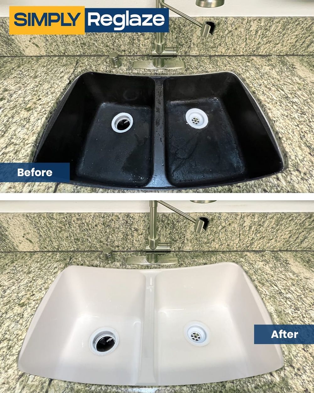 Sinks reglazing before and after by Simply Reglaze
